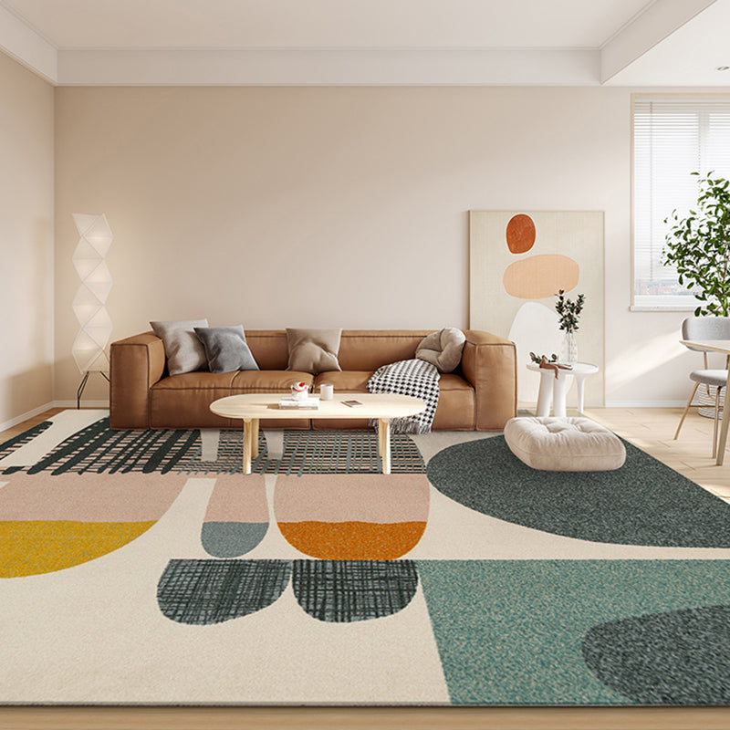 Multicolor Trendy Area Rug Polyester Abstract Print Rug Anti-Slip Backing Indoor Rug for Living Room