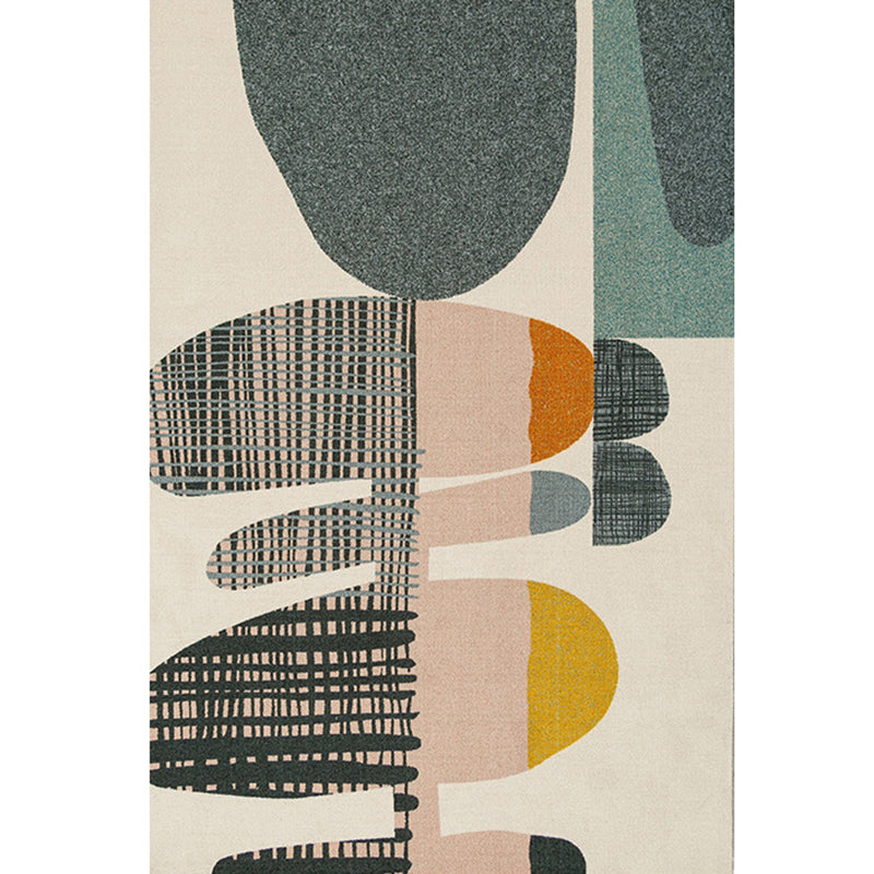 Multicolor Trendy Area Rug Polyester Abstract Print Rug Anti-Slip Backing Indoor Rug for Living Room