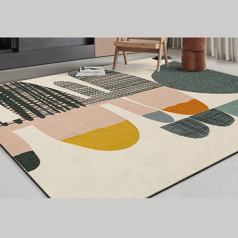 Multicolor Trendy Area Rug Polyester Abstract Print Rug Anti-Slip Backing Indoor Rug for Living Room