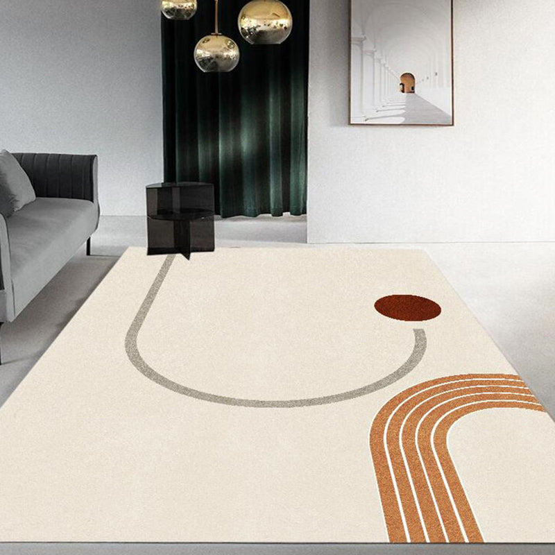 White Tone Nordic Rug Polyester Color Block Indoor Rug Anti-Slip Backing Carpet for Home Decoration