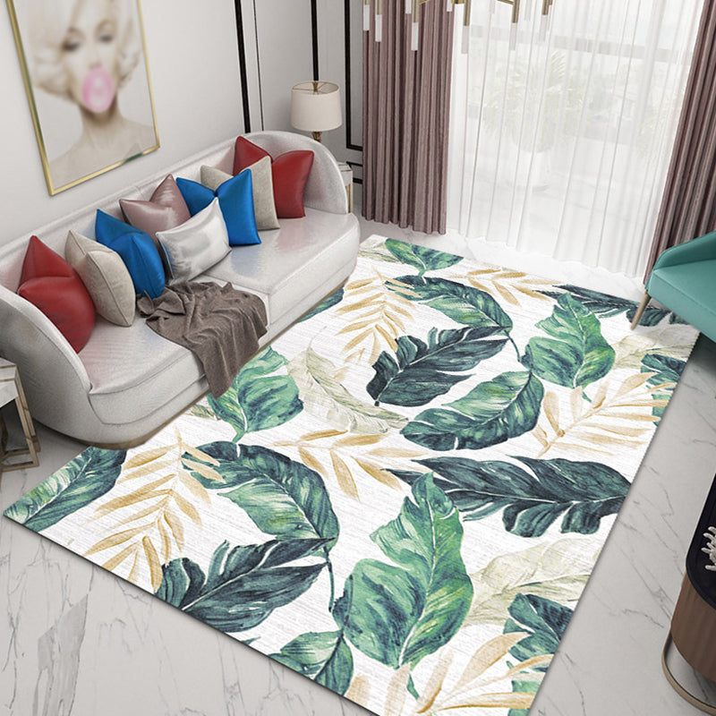 Multicolor Modern Rug Polyester Plants Pattern Area Rug Non-Slip Backing Carpet for Home Decoration