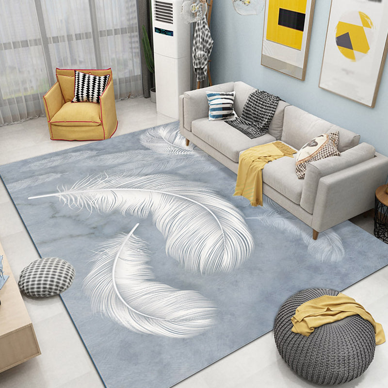 Multicolor Modern Rug Polyester Plants Pattern Area Rug Non-Slip Backing Carpet for Home Decoration