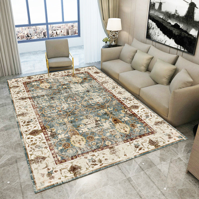 Distinctive Whitewash Indoor Rug Vintage Ethnic Area Carpet Anti-Slip Backing Rug for Home Decor