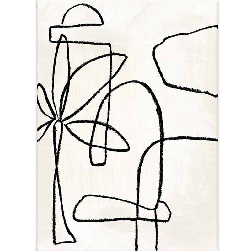 Simple White Tone Casual Rug Polyester Abstract Lines Area Rug Easy Care Carpet for Home Decoration