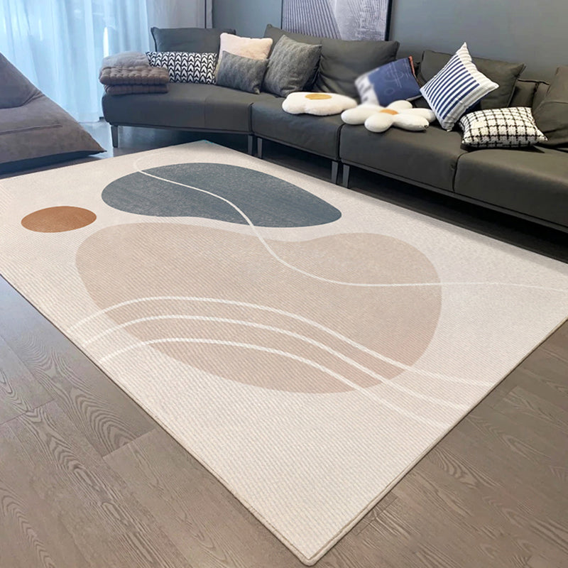 Minimalist Color Block Carpet Apricot Tone Polyester Rug Non-Slip Backing Carpet for Home Decoration