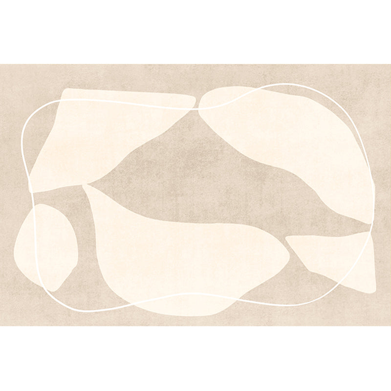 Simplicity Abstract Print Carpet Apricot Tone Polyester Rug Stain Resistant Carpet for Home Decor