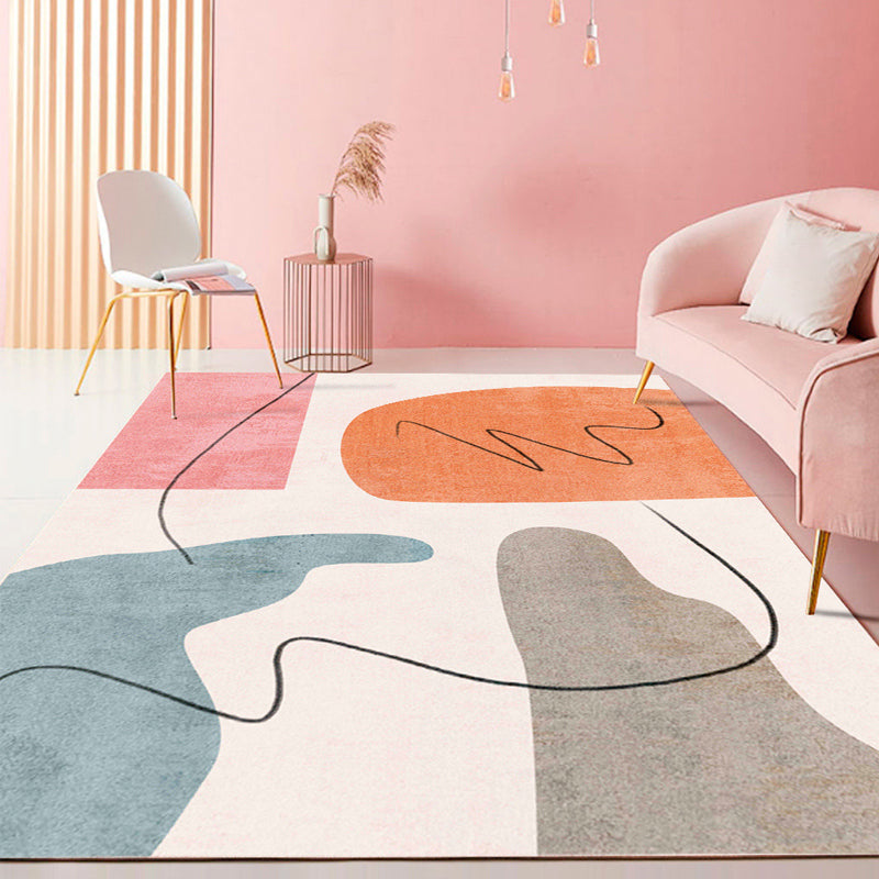 Nordic Random Pattern Rug Multicolor Polyester Area Carpet Non-Slip Backing Rug for Living Room