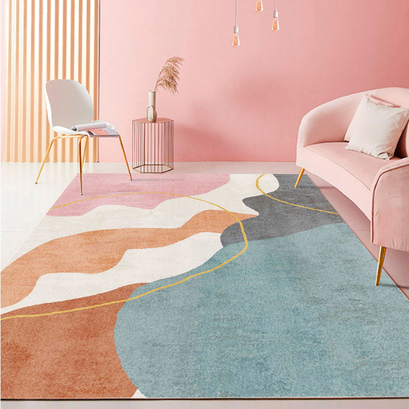 Nordic Random Pattern Rug Multicolor Polyester Area Carpet Non-Slip Backing Rug for Living Room