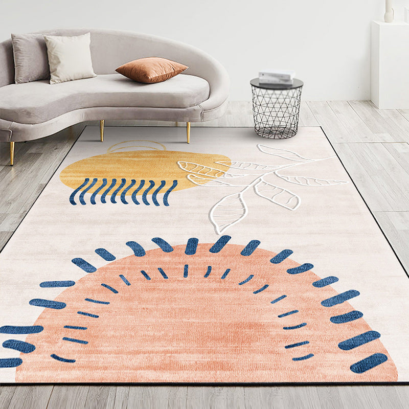 Multicolor Home Decor Carpet Nordic Abstract Pattern Area Rug Polyester with Non-Slip Backing Rug
