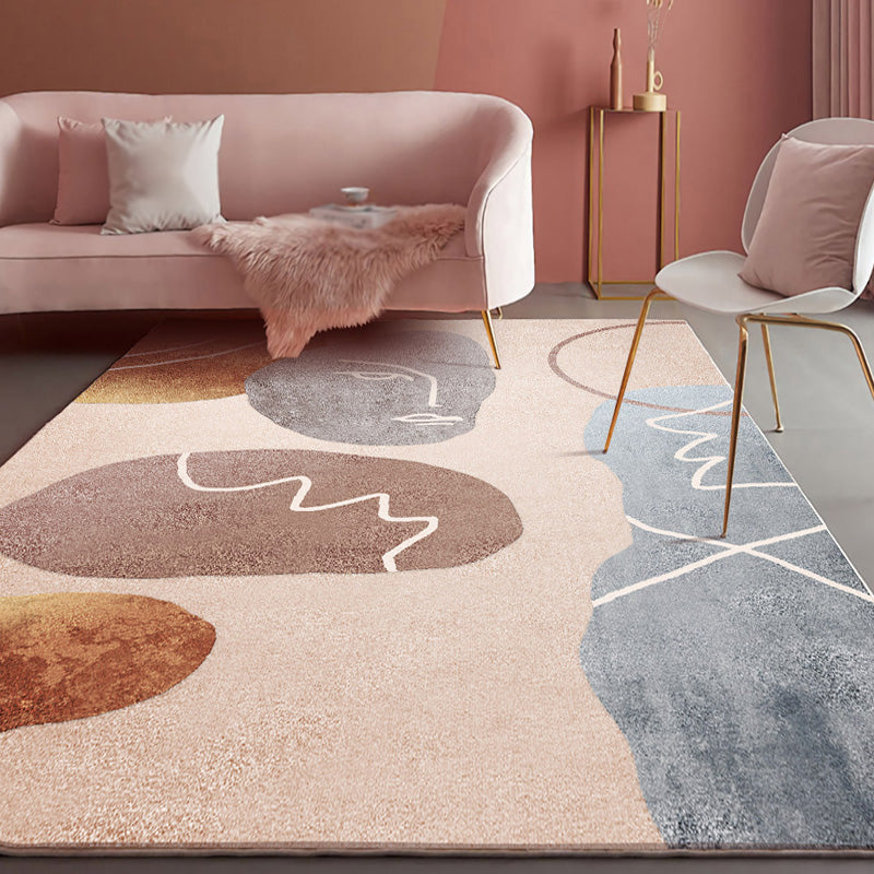 Multicolor Home Decor Carpet Nordic Abstract Pattern Area Rug Polyester with Non-Slip Backing Rug