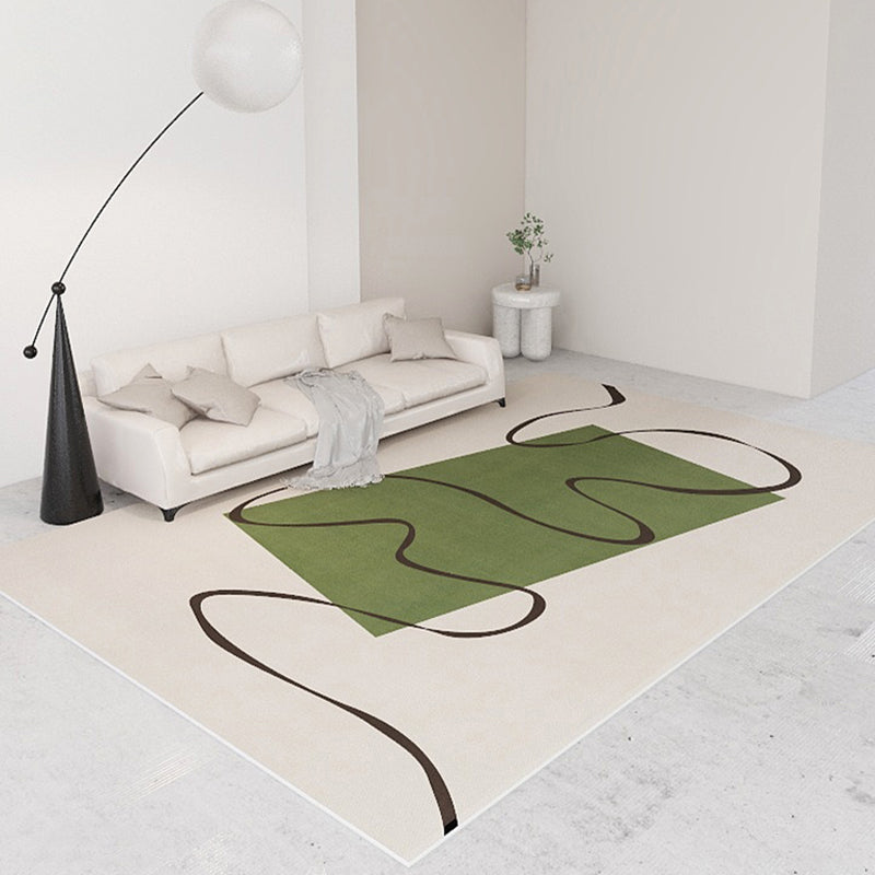 White Tone Home Decor Carpet Simple Abstract Color Block Area Rug Polyester with Stain Resistant Rug