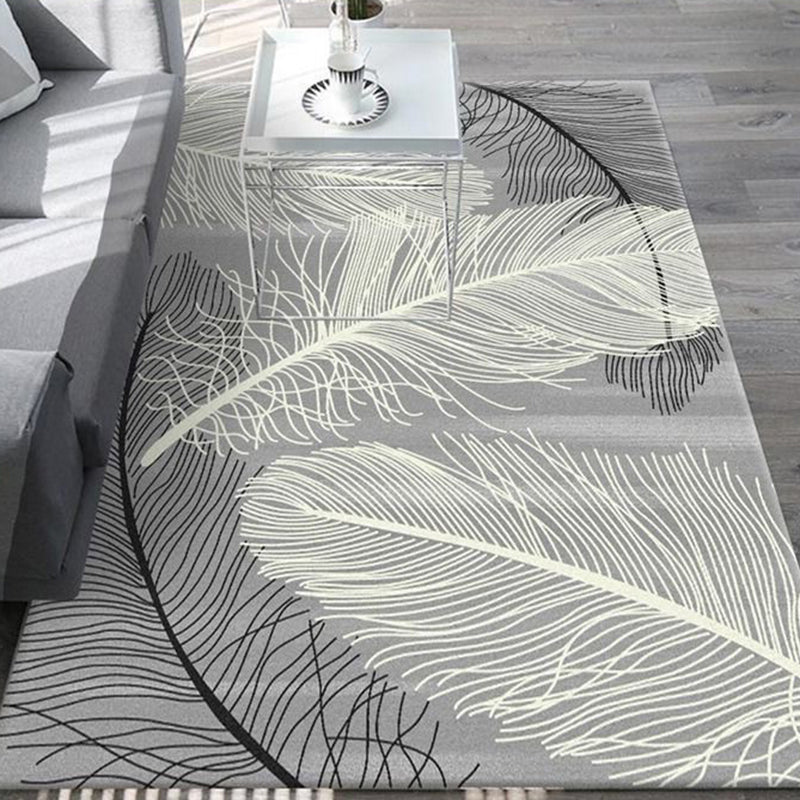 Multicolor Feather Print Rug Polyester Carpet Simple Anti-Slip Backing Area Rug for Home Decoration