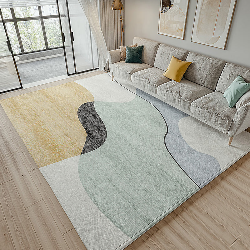 Color Mixed Color Block Rug Polyester Carpet Nordic Anti-Slip Backing Indoor Rug for Home Decoration