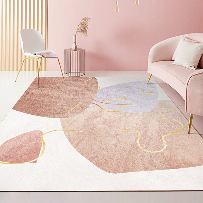 Color Mixed Color Block Rug Polyester Carpet Nordic Anti-Slip Backing Indoor Rug for Home Decoration