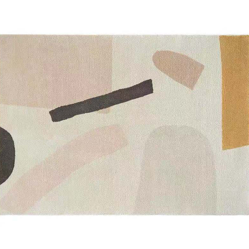 White Tone Random Lines Rug Polyester Carpet Minimalist Anti-Slip Backing Indoor Rug for Living Room