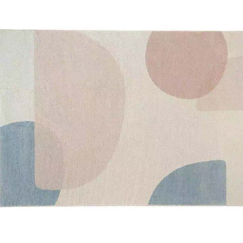 White Tone Random Lines Rug Polyester Carpet Minimalist Anti-Slip Backing Indoor Rug for Living Room