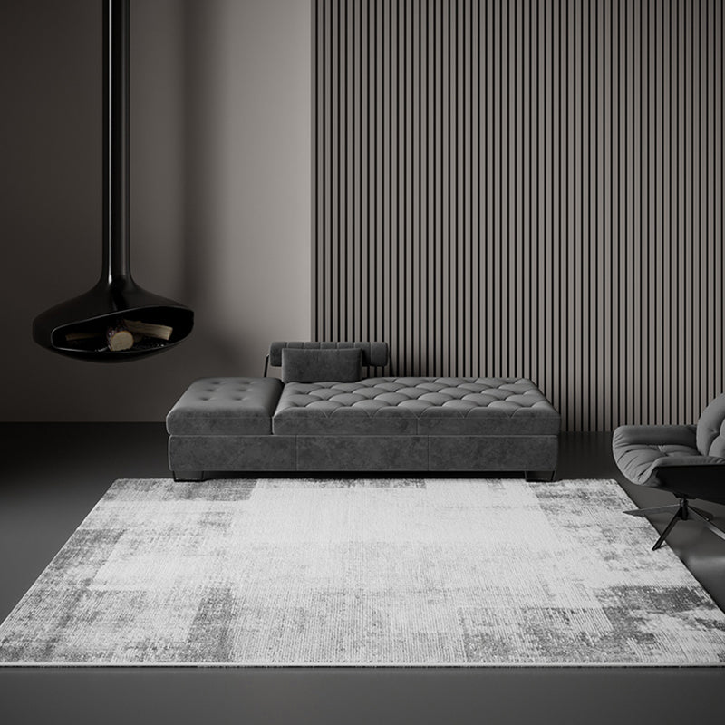 White Tone Simplicity Indoor Rug Polyester Color Gradient Carpet Non-Slip Backing Rug for Home Decor