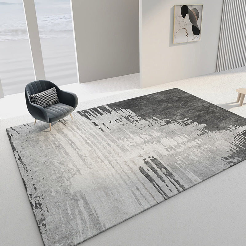 Grey Tone Minimalist Indoor Rug Polyester Color Mottled Carpet Anti-Slip Backing Rug for Home Decor