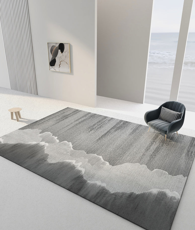 Grauston minimalistischer Innenteppich Polyester Farbe fleckigem Teppich Anti-Rutsch-Backing Teppich für Wohnkultur