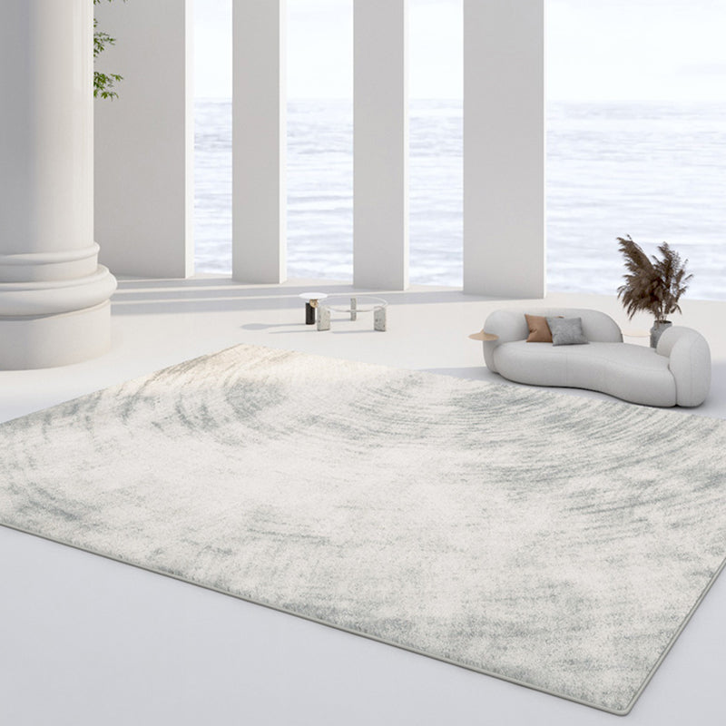 White Tone Minimalist Area Carpet Polyester Mottled Effect Indoor Rug Easy Care Rug for Living Room