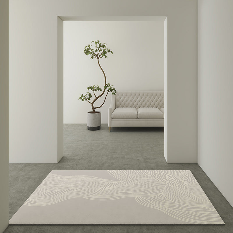 Solid Color Simplicity Area Carpet Polyester Random Stripe Indoor Rug Easy Care Rug for Living Room