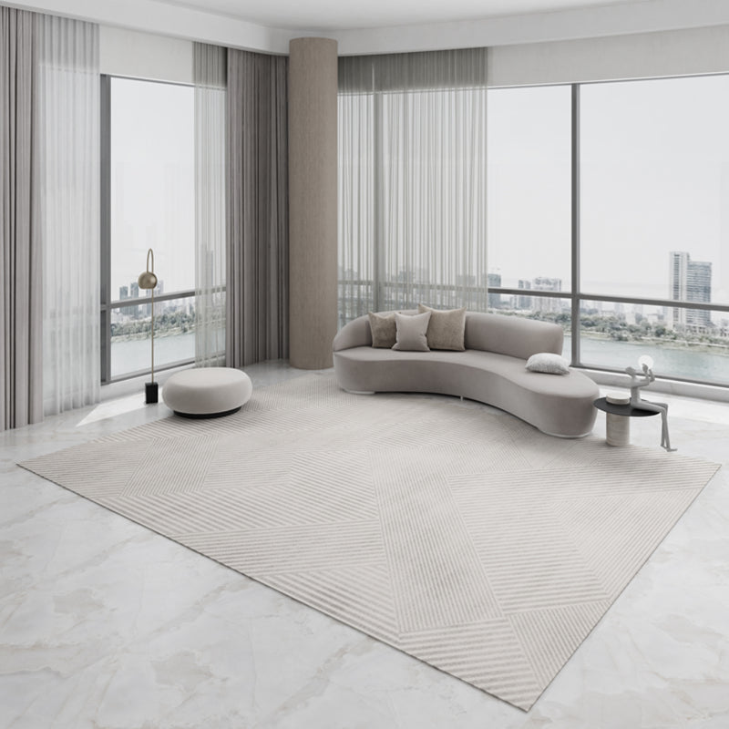 White Tone Distressed Area Carpet Polyester Color Gradient Indoor Rug Easy Care Rug for Living Room