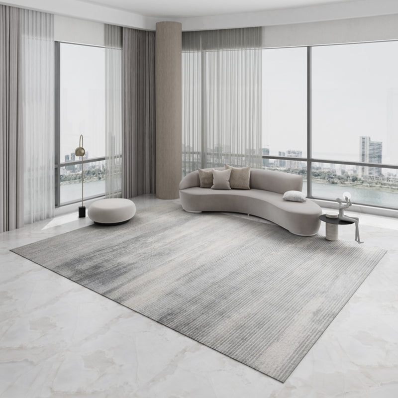 White Tone Distressed Area Carpet Polyester Color Gradient Indoor Rug Easy Care Rug for Living Room