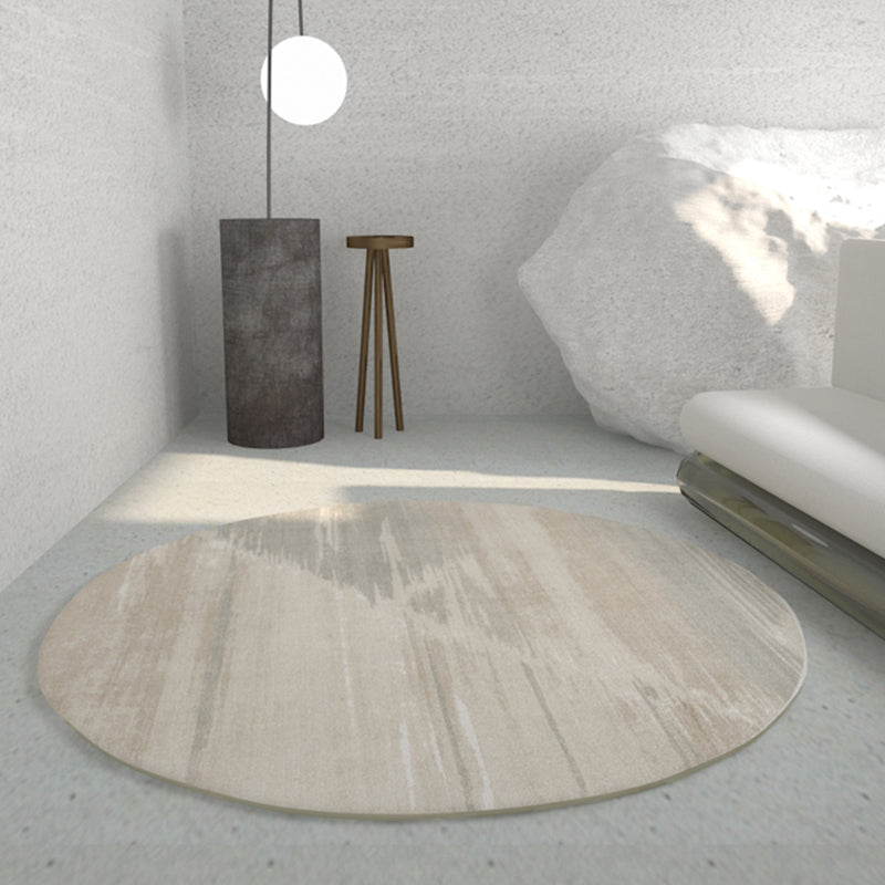 Round Solid Color Simple Carpet Polyester Random Stripe Area Rug Stain Resistant Rug for Home Decor
