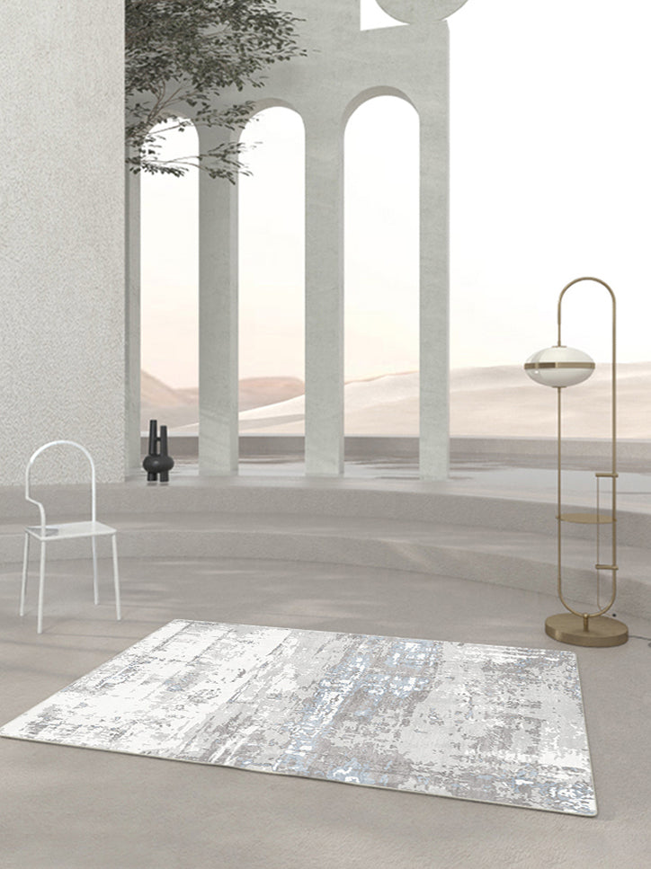 Tapis d'intérieur simple en Polyester, ton blanc, rendu des couleurs, résistant aux taches, pour la décoration de la maison