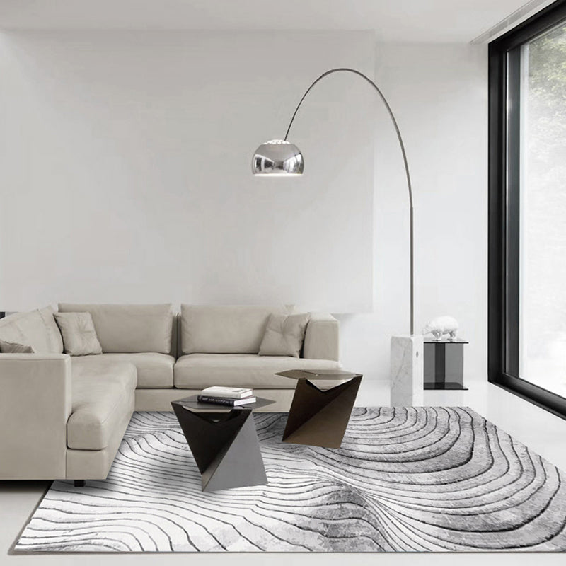 Multicolor Stripe Rug Polyester Minimalist Carpet Non-Slip Backing Indoor Rug for Home Decoration