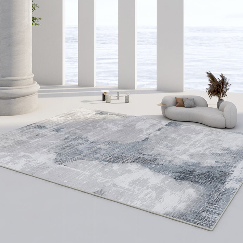 Gray Tone Color Rendering Rug Polyester Funky Carpet Non-Slip Backing Indoor Rug for Home Decoration
