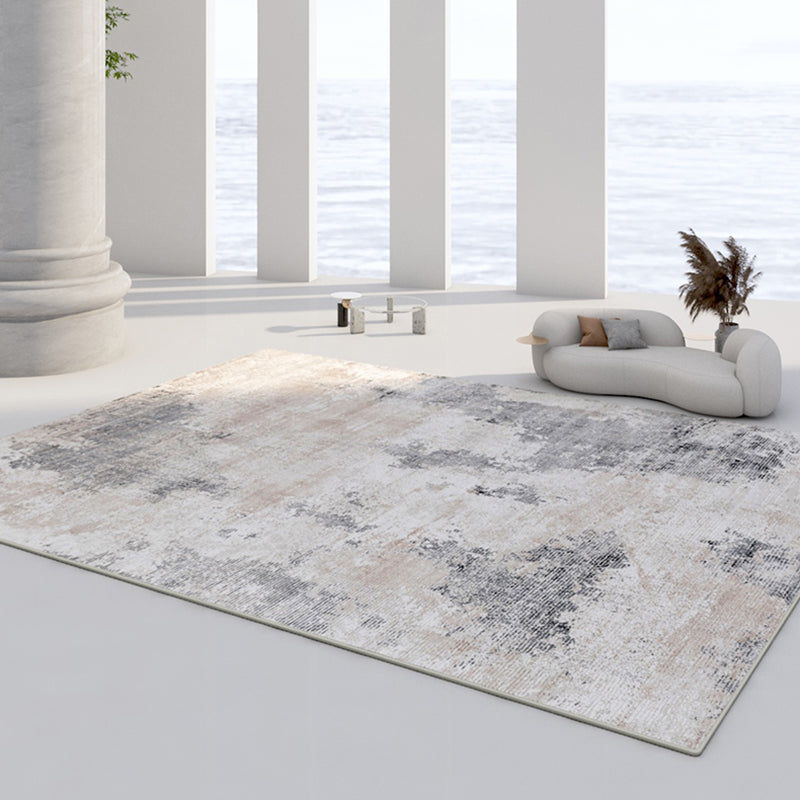 Gray Tone Color Rendering Rug Polyester Funky Carpet Non-Slip Backing Indoor Rug for Home Decoration
