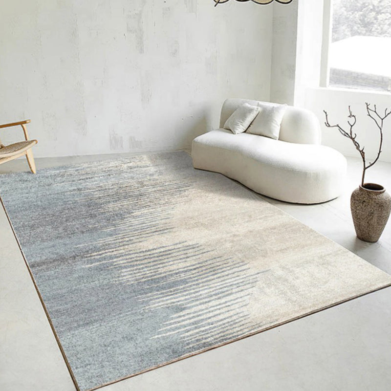 White Tone Minimalist Area Rug Polyester Stripe Carpet Non-Slip Backing Rug for Home Decoration