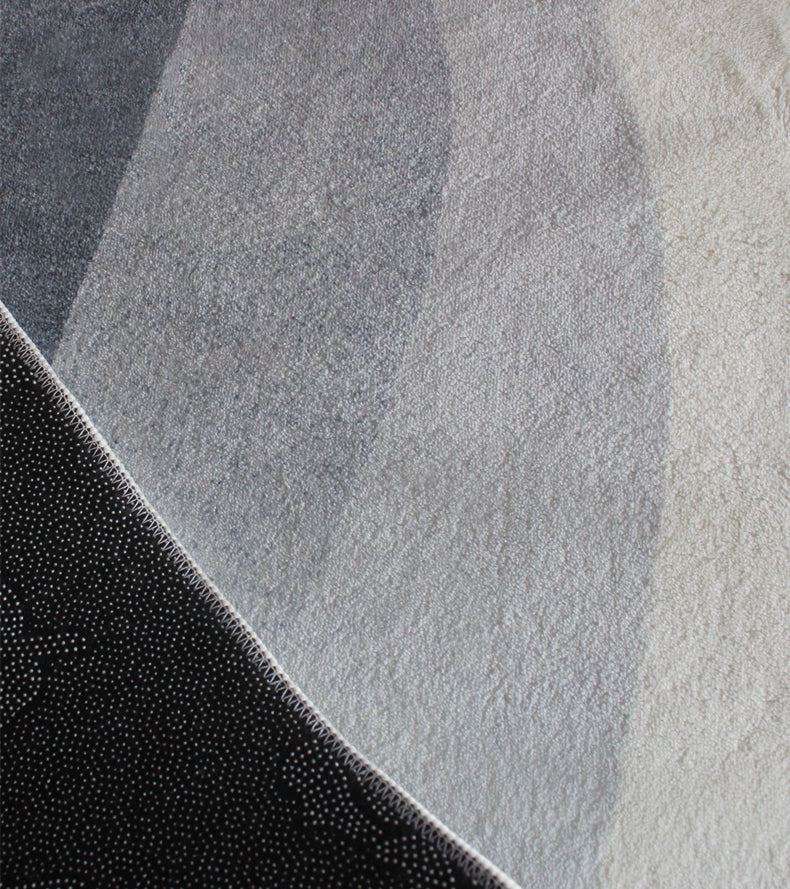 White Tone Minimalist Area Rug Polyester Stripe Carpet Non-Slip Backing Rug for Home Decoration