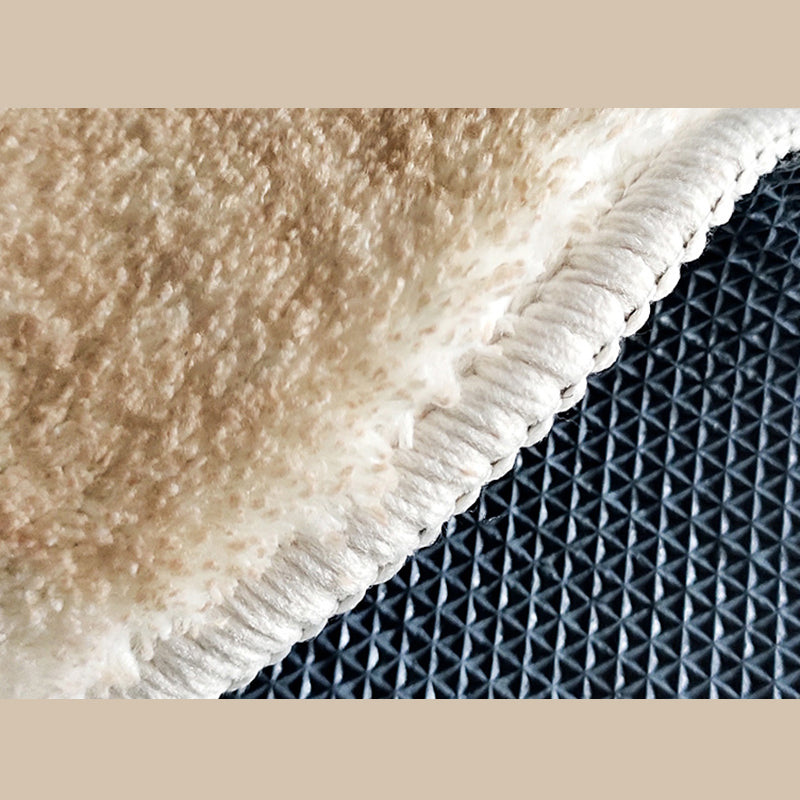 Round Apricot Tone Simple Area Carpet Polyester Stripe Indoor Rug Easy Care Carpet for Living Room