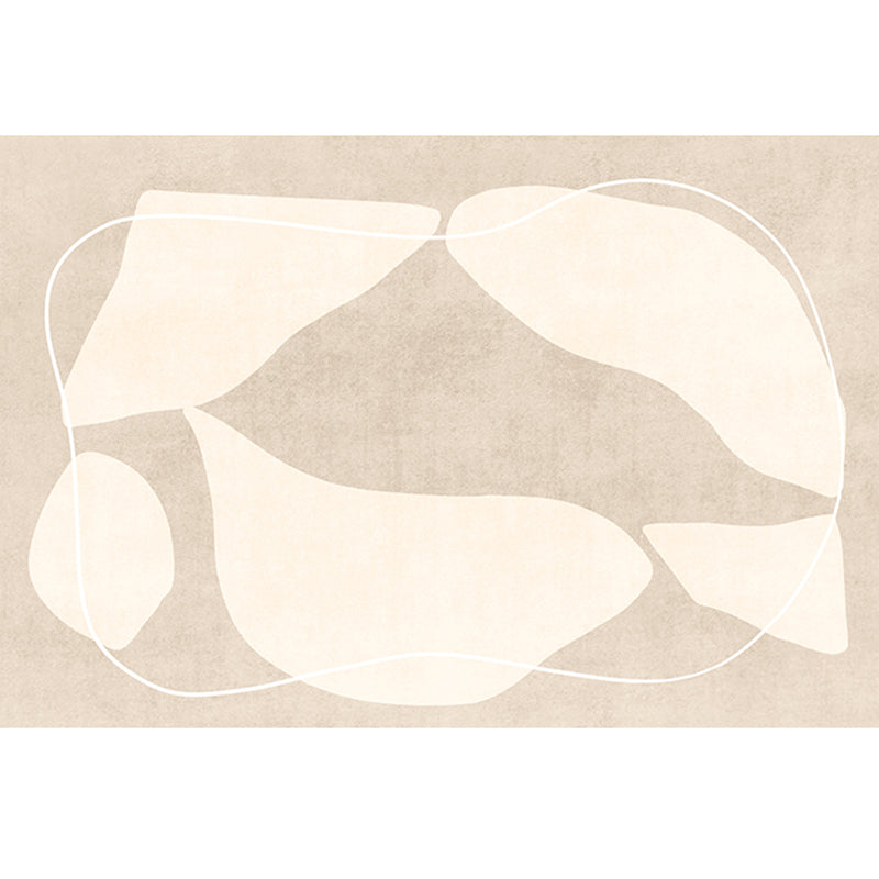 Apricot Tone Nordic Area Carpet Polyester Abstract Print Indoor Rug Easy Care Carpet for Living Room