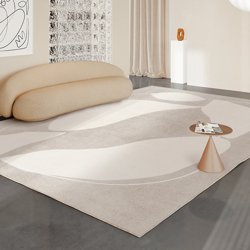 Apricot Tone Nordic Area Carpet Polyester Abstract Print Indoor Rug Easy Care Carpet for Living Room
