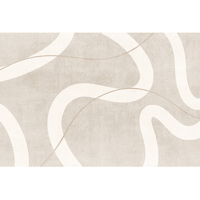 Apricot Tone Nordic Area Carpet Polyester Abstract Print Indoor Rug Easy Care Carpet for Living Room