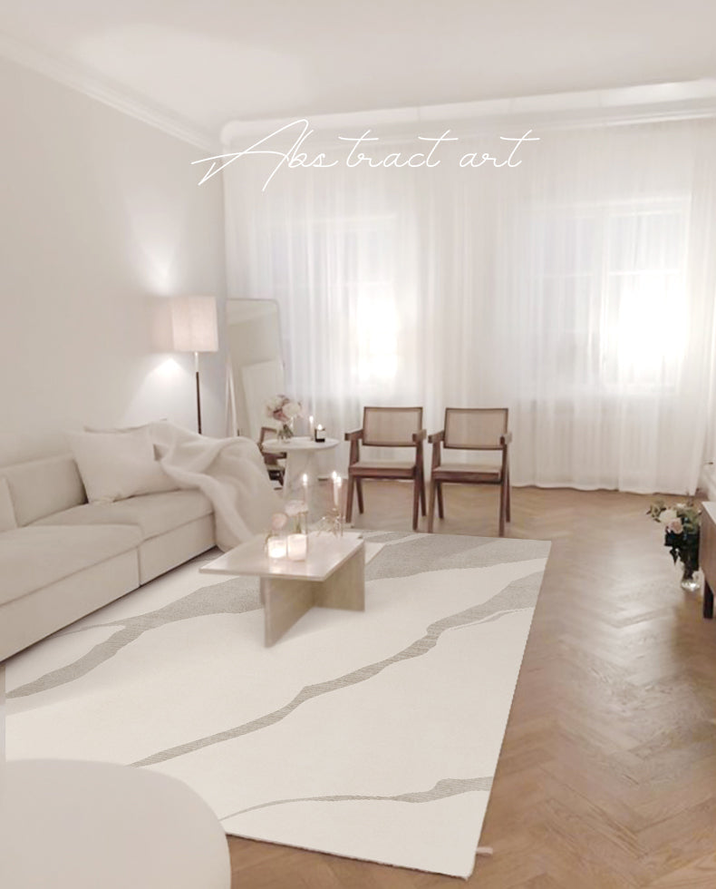 Apricot Tone Nordic Area Carpet Polyester Abstract Print Indoor Rug Easy Care Carpet for Living Room