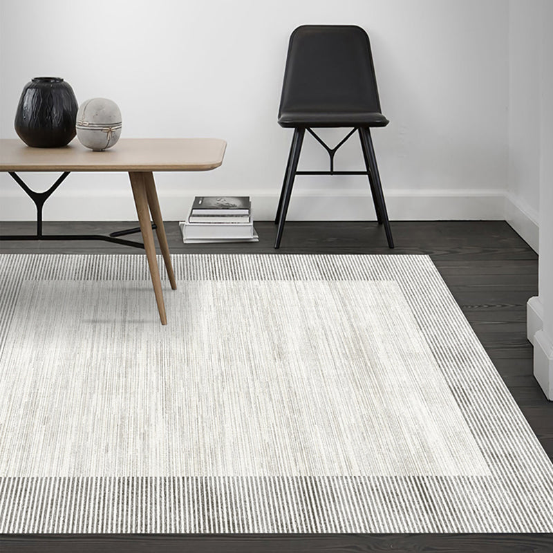 Gray Tone Modern Area Carpet Polyester Lines Printing Indoor Rug Easy Care Carpet for Living Room