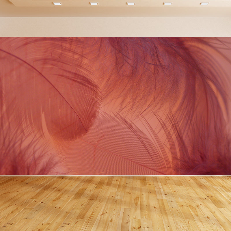 Photography Modern Pastel Color Mural Wallpaper with Bird Feathers for Girls' Bedroom