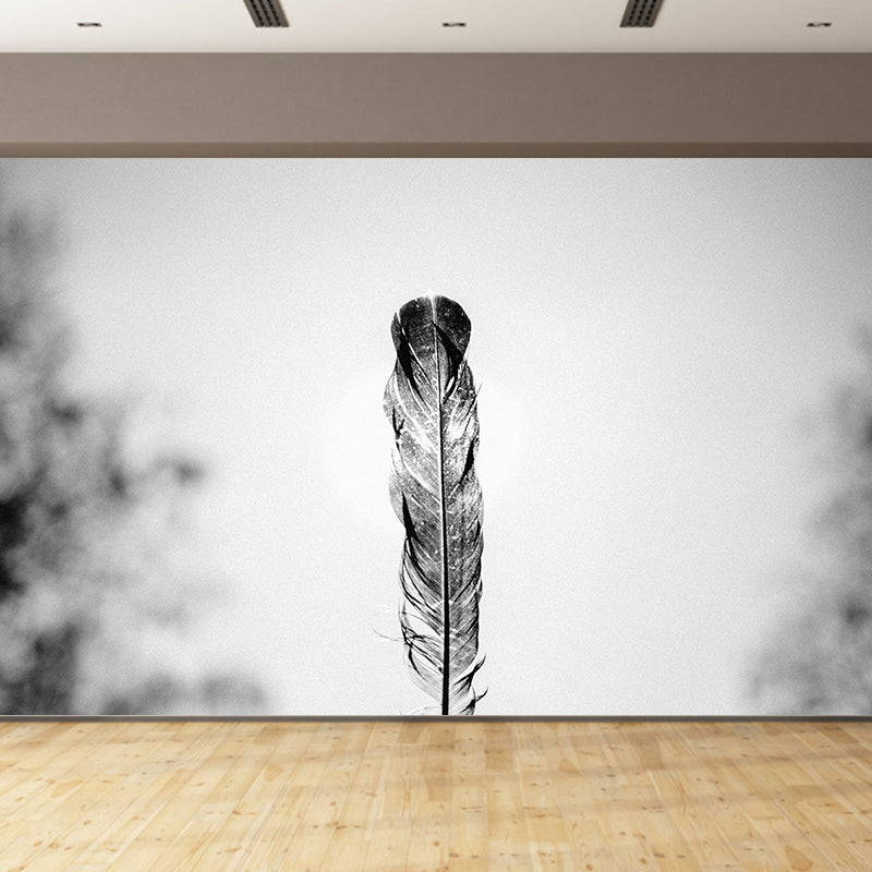 Photography Modern Pastel Color Mural Wallpaper with Bird Feathers for Girls' Bedroom