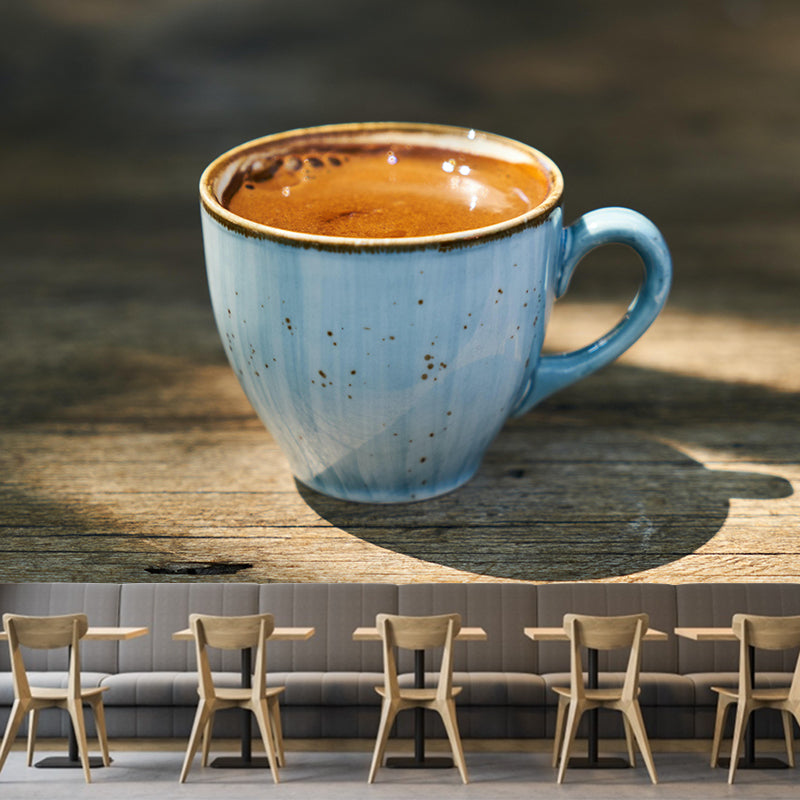 Customized Coffee Mural Wallpaper Stain Resistant Wall Covering Free Time for Coffee Shop