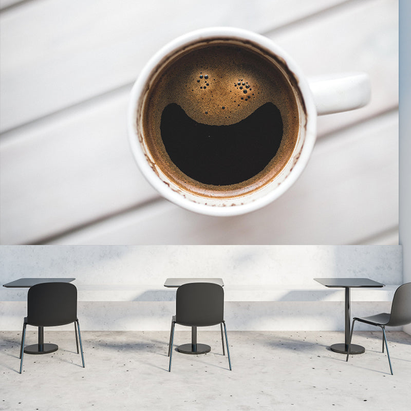 Customized Coffee Mural Wallpaper Stain Resistant Wall Covering Free Time for Coffee Shop