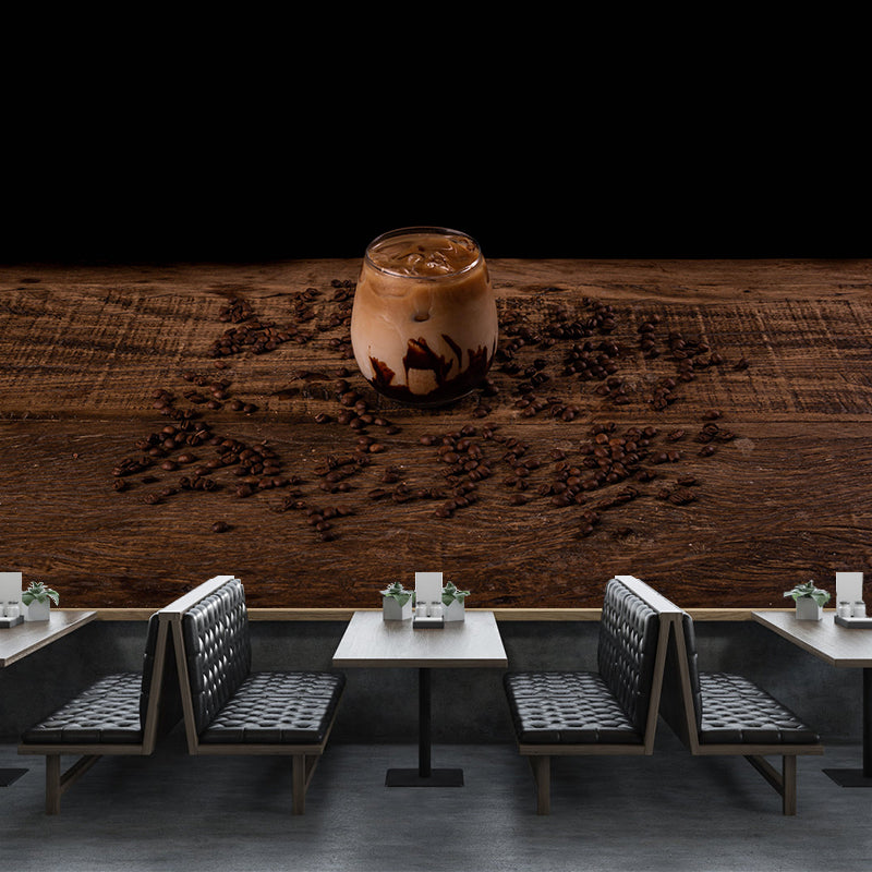 Customized Strong Aroma Coffee Mural Wallpaper Stain Resistant Wall Covering for Coffee Shop