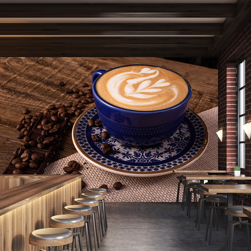 Contemporary Style Mural with Tempting Coffee Painting Commercial Use Wall Covering