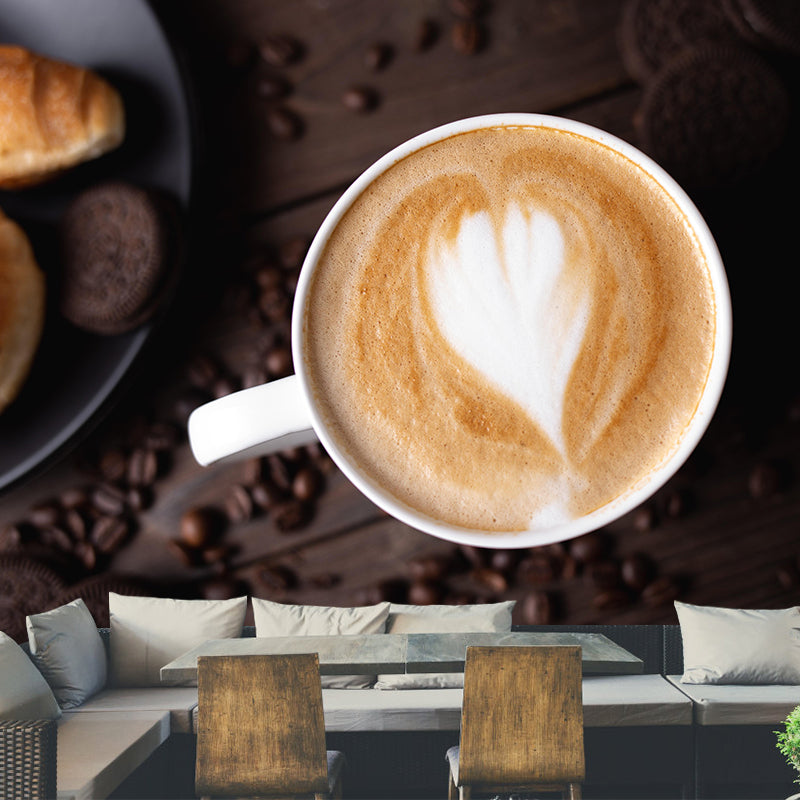 Contemporary Style Mural with Tempting Coffee Painting Commercial Use Wall Covering