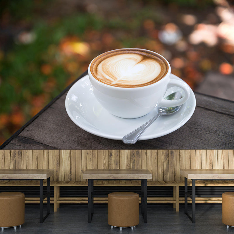 Customized Coffee Pattern Mural Wallpaper Stain Resistant Wall Covering for Coffee Shop