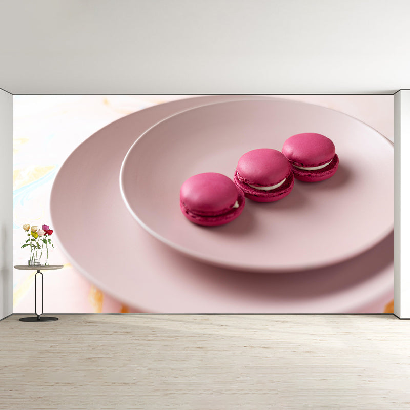 Contemporary  Style Mural with Sweet Macaron Painting Commercial Use Wall Covering
