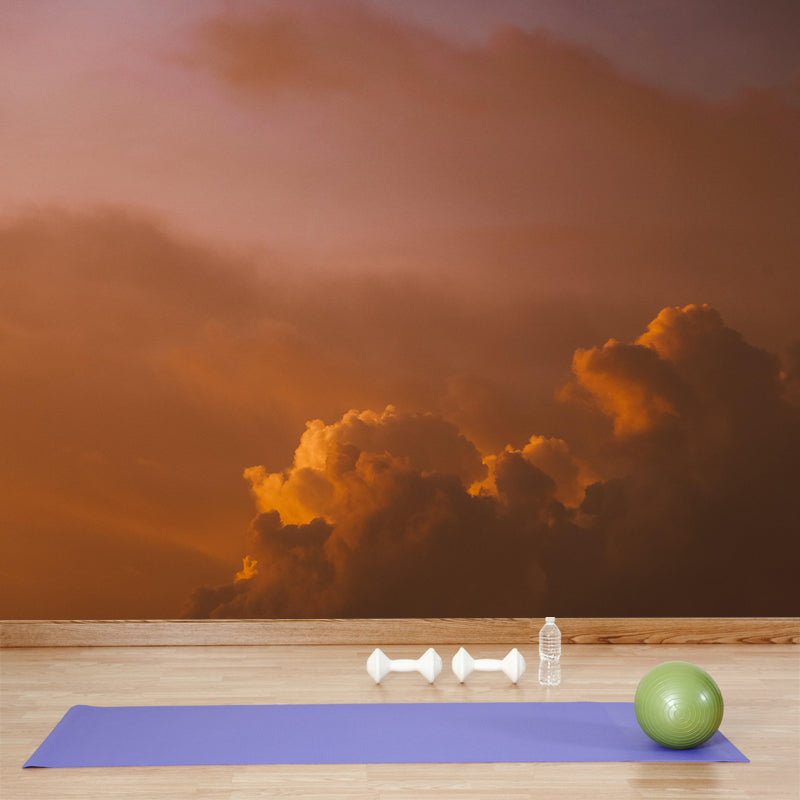 Contemporary Sunset Landscapes Mural Indoor Decorative Cloud Pattern Wall Decor